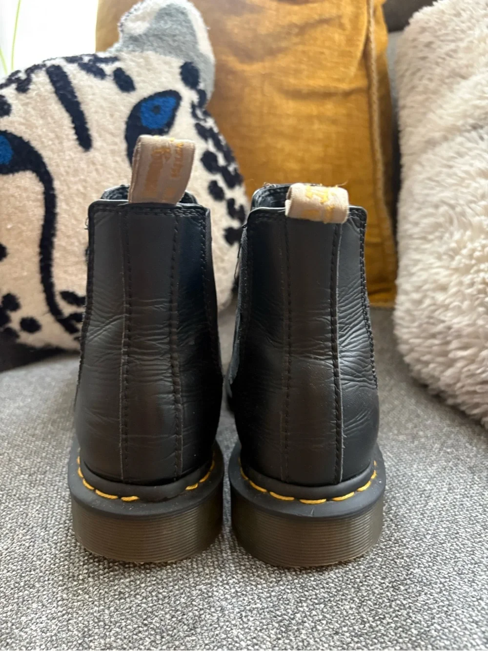 Dr. Martens Black Chelsea Boots with Yellow Stitching